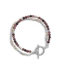 7.5" Two Tone Toggle Bracelet with Tourmaline Beads