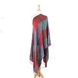 Olive N Figs Pashmina Silk Red-Green Checks Shawl/Wrap