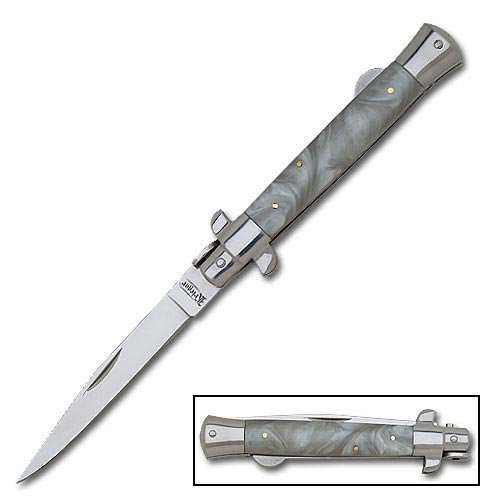 Italian Stiletto Folding Pocket Knife - Pearl Handle Italian Stiletto Folding Pocket Knife - Pearl Handle