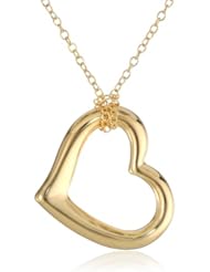 18k Yellow Gold Plated Sterling Silver Open Heart Pendant Necklace, 18"