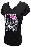 Hello Kitty Black Fitted Tee with Burnout Bow Pattern for women