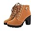 King Ma Womens Fashion Chunky High Heel Lace-up Thick Ankle Female Boots