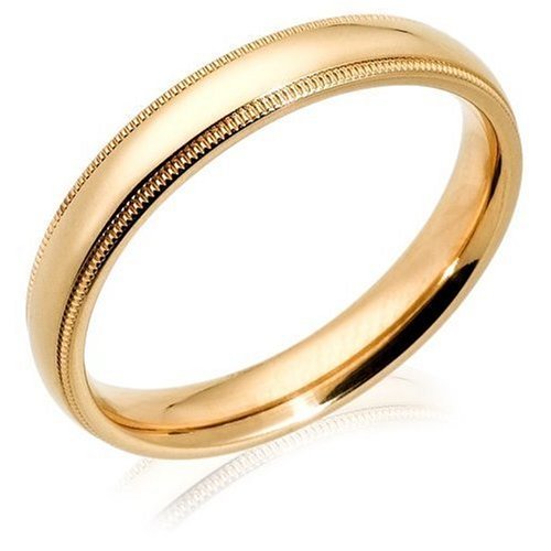 14k Yellow Gold 4mm Comfort Fit Milgrain Women’s Wedding Band