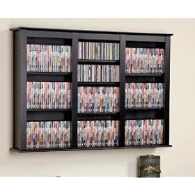 Prepac Black Large Capacity Hanging Wall Media (DVD,CD,Games) Storage