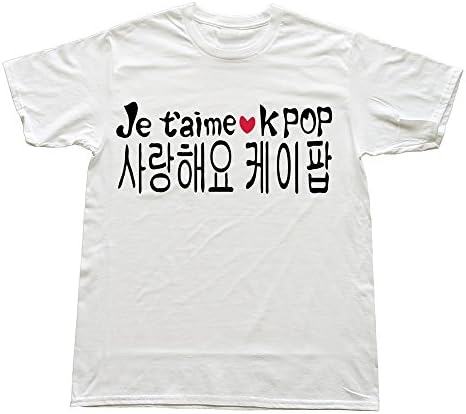 Hoxsin White Men's Love Kpop French Symbol 100% Cotton Tshirt US Size L