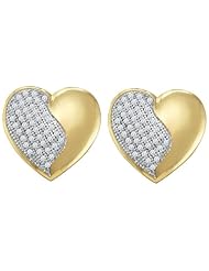 10K Yellow Gold 0.25CT Round Cut Diamond Heart Earrings