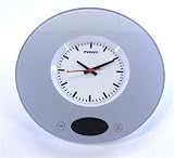 Glass kitchen scales with clock - Grey