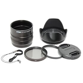 Kiwifotos G12K 6-Piece Lens Kit for Canon PowerShot G10, G11, G12 - includes Lens Adapter, Lens Hood, UV & CPL filters, Lens Cap, and Lens Cap Keeper