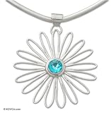 Blue topaz choker, 'Daisy Delight' 2.4 W 2.9 L