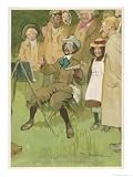 Crowd of Children and Adults Look Somewhat Surprised by What This Artist is Painting at His Easel! Art Giclee Poster Print by Tom Browne, 18x24