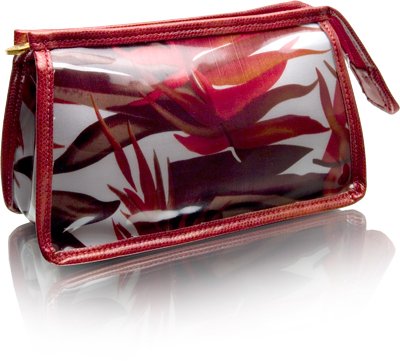 Cris Notti Red Bamboo Square Cosmetic Bag