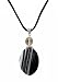 Necklace - N10 - Genuine Semi Precious Gemstone on Black Silky Satin Cord - Oval Shape ~ Black Striped Agate