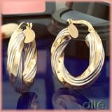 14K 2 Tone Fluted Twist Hoop Earrings
