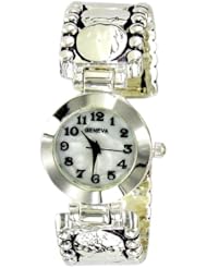 Geneva Ladies Watch Fashion Bangle-Silver