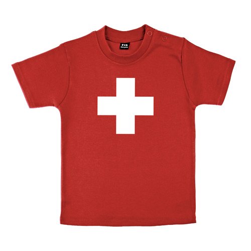 Baby – Kleinkinder T-Shirt – Schweizer Kreuz – Textil red / Motiv weiss Gr. 12-18 Monate