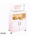 All new item White finish microwave cart with closed cabinet and casters