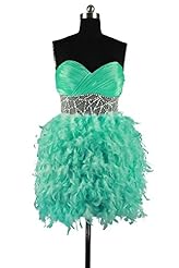 Short Sweetheart 2015  Organza Feathers  Ball Gown Evening Dress/Homecoming Dress/Prom Dress/Wedding Party Dress 