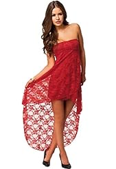 Lace Bandeau Neck Polyester/Spandex Evening Dress 