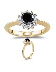 1.57-1.84 Cts Black & White Diamond Cluster Ring in 14K Yellow Gold