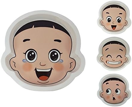 Layaoyao Food Face Kids' Melamine Dinner Plate and Bowl ，happy Style