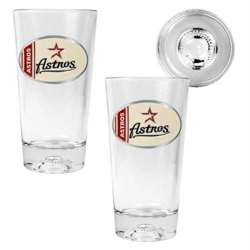 MLB Houston Astros Two Piece Pint Ale Glass Set with Baseball Bottom - Oval Logo