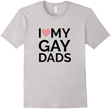Men's I Love heart My Gay Dads T-shirt - Gay Pride Shirt Small Silver