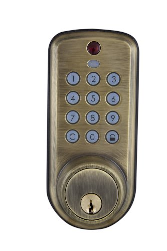 Ultra Hardware 43328 Westmore Security Keyless Deadbolt Locking System, Antique Brass