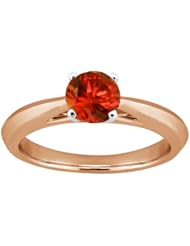 0.80 Ct Round Cognac Red SI1/SI2 Diamond 14K Rose Gold Ring
