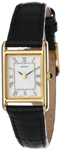 Seiko Women's SXGN42 Gold-Tone and Black Leather Strap Watch Seiko Women's SXGN42 Gold-Tone and Black Leather Strap Watch