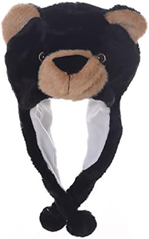 Animal Shape Super Soft Plush Childrens Hat - Black Bear