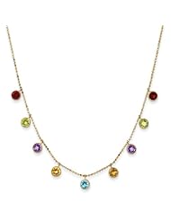 14k Yellow Gold Multi-color Gemstone Necklace