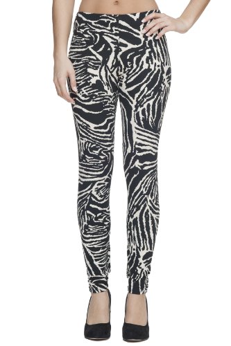Basico Womens Junior Stretch Exotic Multi Print Leggings By Gazoz Zebra Small/Medium