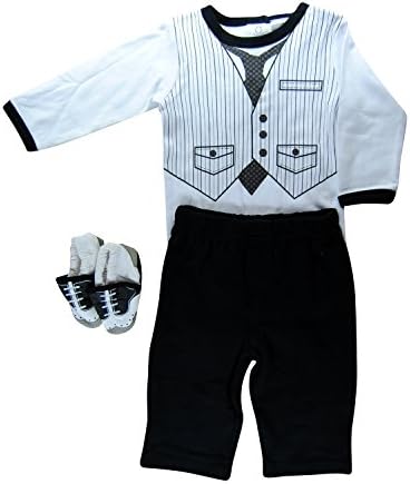 Hope Balloon Baby Boy's 3 Piece Tuxedo Creeper With Matching Pants And Shoes 6 Months Black