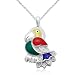 Sterling Silver Enamel Parrot Diamond Pendant (0.01 cttw, I-J Color, I2-I3 Clarity), 18"