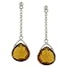 Whiskey Topaz Dangle Earrings w/Bezel Diamond .02cttw