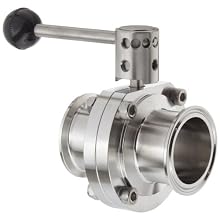 Dixon B5101V200CC-A Stainless Steel 316L Butterfly Valve with Pull Handle and Viton Seal, 2" Tube OD