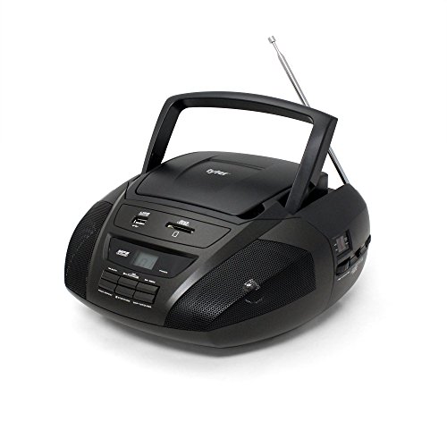 Tyler Portable Stereo MP3/CD Boombox Player TAU102-BK with Mega Bass Sound, Text Display, AM/FM Stereo, USB/SD/MMC and AUX Inputs (Black)