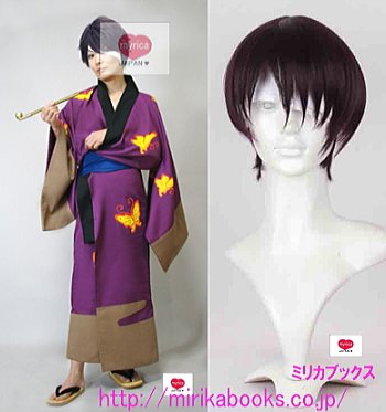 銀魂 高杉晋助 コスプレ　ウィッグ 包帯付き　おまけでヘアネット