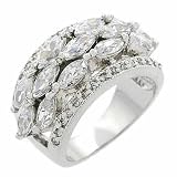 Sterling Silver Simulated Diamond cz Leaf Pave Ring