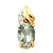 14K Yellow Gold Prasiolite and Diamond Pendant