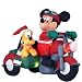 RARE - Disney - 6 Ft. - Gemmy Christmas Airblown Inflatable - Mickey Mouse and Pluto on Motorcycle
