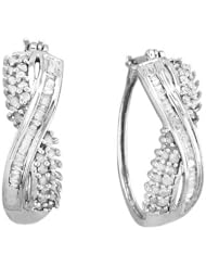 10K White Gold 0.5ct Ultimate Phenomenon Baguette & Round Diamond Hoop Earring