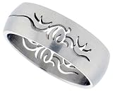 Surgical Steel Domed Band Ring with Tribal Cut-Out Design