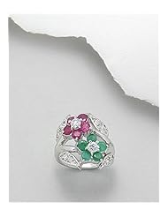 Flower CZ Ring In 92.5 Sterling Silver