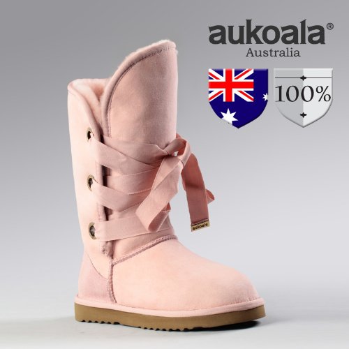 Aukoala Snow Boots Australia Sheepskin Warm Roxy Short For Womens_Pink_Us Size 8 On Sale