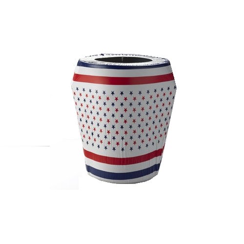 'KwikCover CANCVR55galPatriotic 55Gallon KwikCan CoverPatriotic Stars and Stripes Fitted