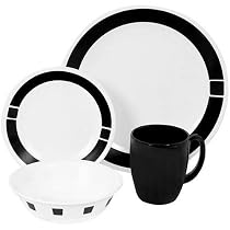 Corelle Livingware 16-Piece Dinnerware Set, Service for 4, Urban Black