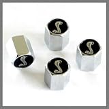 Ford Mustang GT Coiled Snake Black Logo Tire Stem Valve Caps