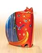8.25" Hand Sculpted Steel Kitty Cat Whimsical Desk Clock Figure