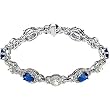 14K White Gold Chatham Created Sapphire and Diamond Bracelet
